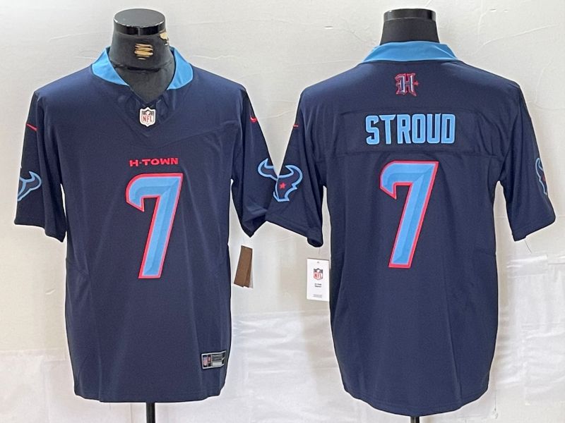 Men Houston Texans #7 Stroud Dark Blue Three generations 2025 Nike Limited NFL Jersey style 21->houston texans->NFL Jersey